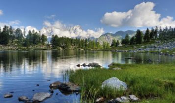 Arpy lake near La Thuile in Aosta Valley